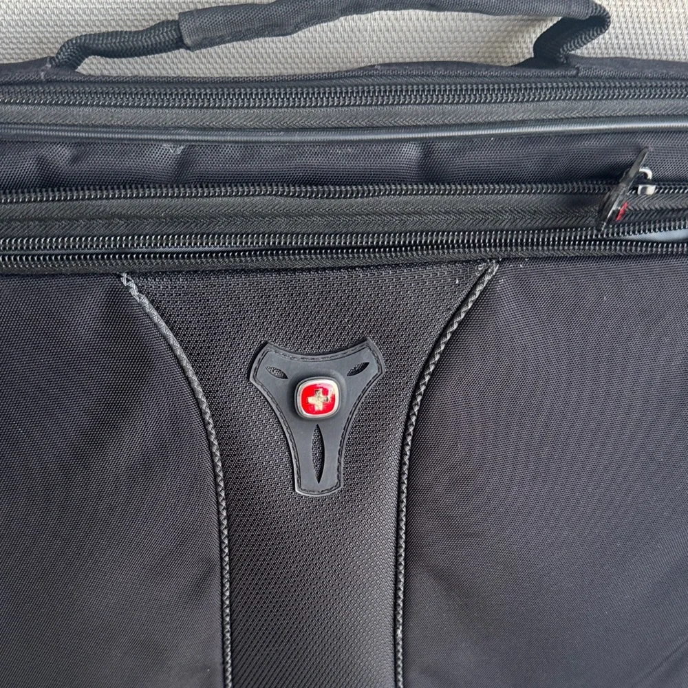 SwissGear Black Laptop Briefcase with Red Accent Logo